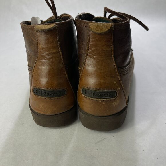 HH Brown Boots Mens 7 1/2 M Ankle Brown Leather Lace Up - Picture 2 of 9